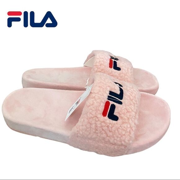 NEW Fila Pink Fuzzy Sport Slide Sandals 9 10 - Picture 2 of 5